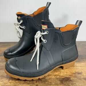 Hunter Womens 40 / 8 Matte Navy Sissinghurst Laced Pull On Ankle Boots